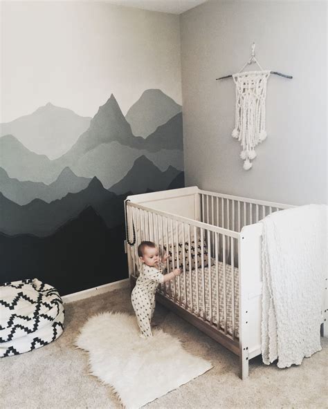 Mountain nursery decor #blue #mountain #nursery mountain nursery decor brings one of nature's most majestic views into baby's space. Perfect Mountain Nursery! Ombre Mountains! #diytutorial ...