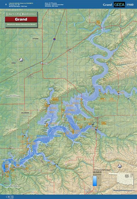 The colored dots on this map depict streamflow conditions as a percentile, which is computed from the period of record for the current day of the year. Grand Lake Map | Grand lake, Grand lake oklahoma, Lake map