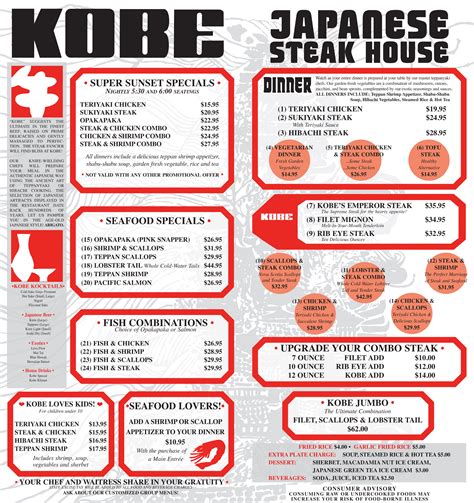 Kobe Japanese Steak House And Okus Sushi Bar Menu Menu Magazine