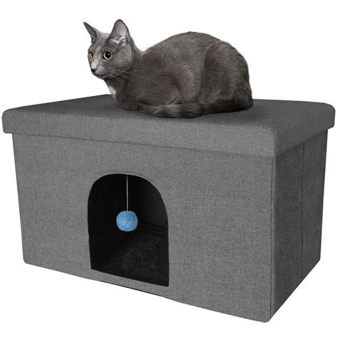 Furhaven Pet Dog Bed Cat Bed House Ottoman Footstool Collapsible