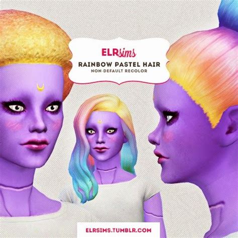 My Sims 4 Blog Rainbow Pastel Hair For Females By Elrsims Sims 4
