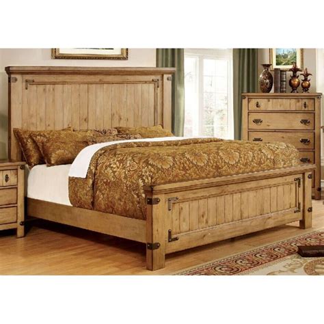 Pioneer Rustic Oak Finished King Bed California King Bedroom Sets