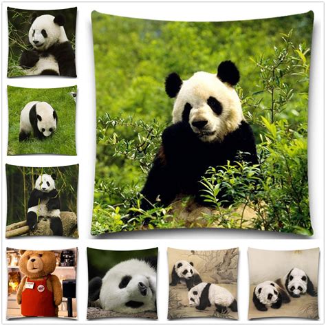 Panda Decorative Throw Pillows Case Cotton Polyester For Sofa Car Cotton Cushion Cover Creative