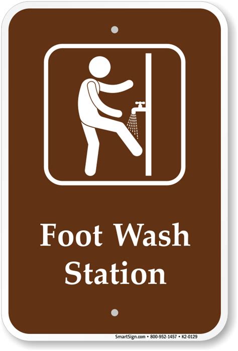 Foot Wash Station Sign With Symbol Made In Usa Sku K2 0129