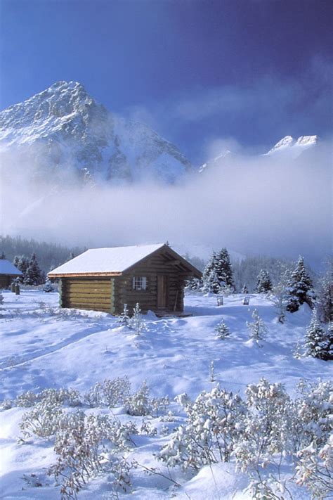Winter Cabin In The Mountains Desktop Wallpapers 640x960