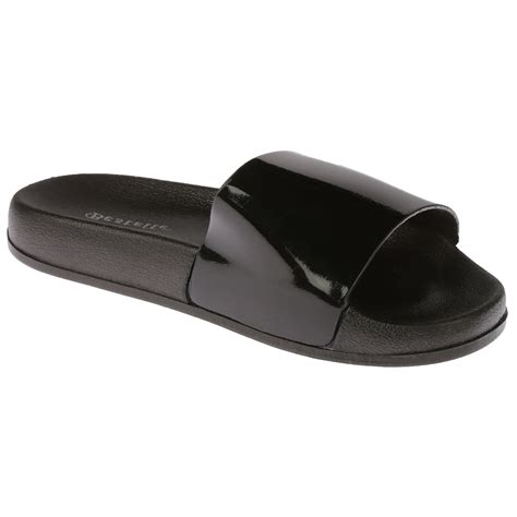 Womens Shoes Ladies Sandals Slides Sliders Slippers Metallic Casual