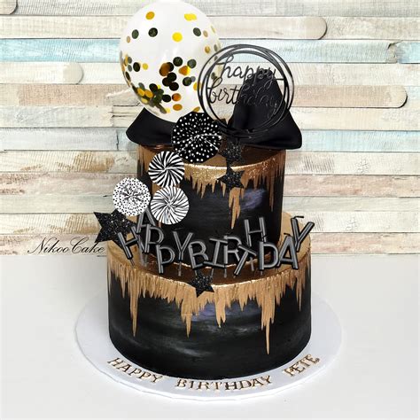 Movinpe Black Cake Topper Decoration With Happy Birthday Candles Happy Birthday Banner Confetti