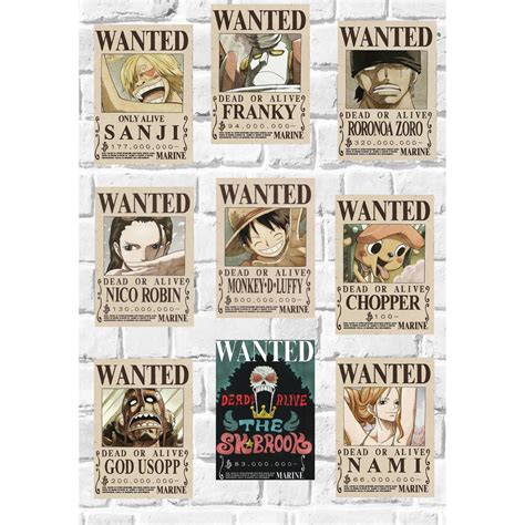 One Piece Luffy Nami Zoro Chopper Sanji Franky Brook Robin Usopp Poster Cartaz De