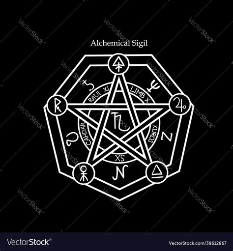 Magical Alchemical Seal With Symbols Royalty Free Vector