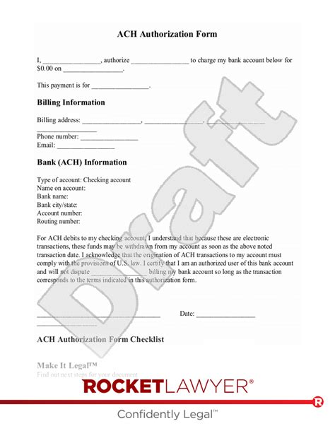 Free Ach Authorization Form Free To Print Save And Download