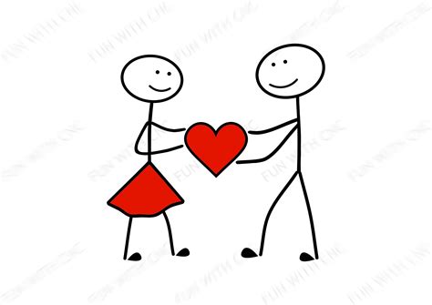 Stick People Couple In Love Holding Hands Digital Download