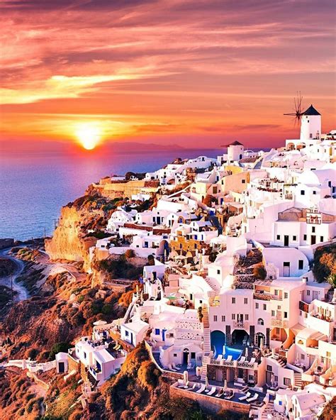Sunset Santorini Greece By Scoffild7 Luxepicture Wonders Of