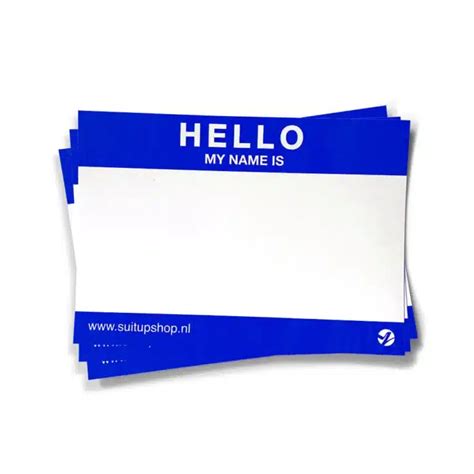 Hello My Name Is Stickers 50st Blauw Suitup Art Supplies