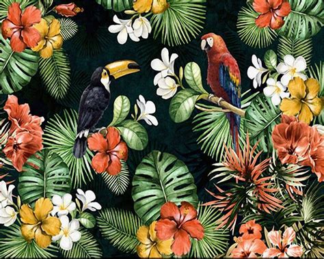 Beibehang Custom Wallpaper Murals Hand Painted Parrot Tropical