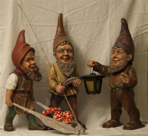 Large Heissner Gnomes 68 78 Cm ~1950 Rare Slickerbeard Series Gnome