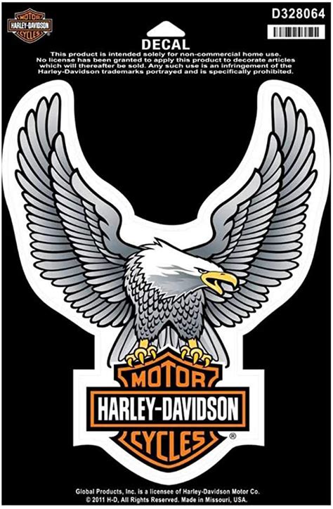 Harley Davidson Decal Upwing Eagle Lg Silver Harley Davidson Rimouski