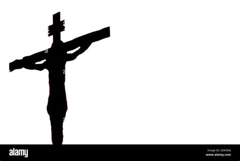Silhouette Of The Crucified Jesus On A White Background Stock Photo Alamy