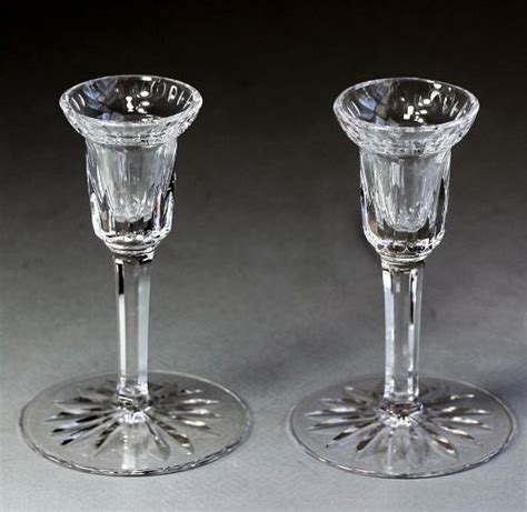 Pair Irish Waterford Signed Hand Cut Lead Crystal Candlesticks Item 1389074