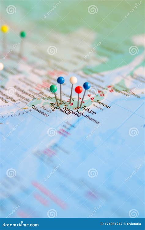 Travel Pins On A Map Of Japan Stock Image Image Of Education Asia