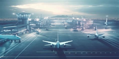 Premium Ai Image Futuristic Airport With Advanced Technology And