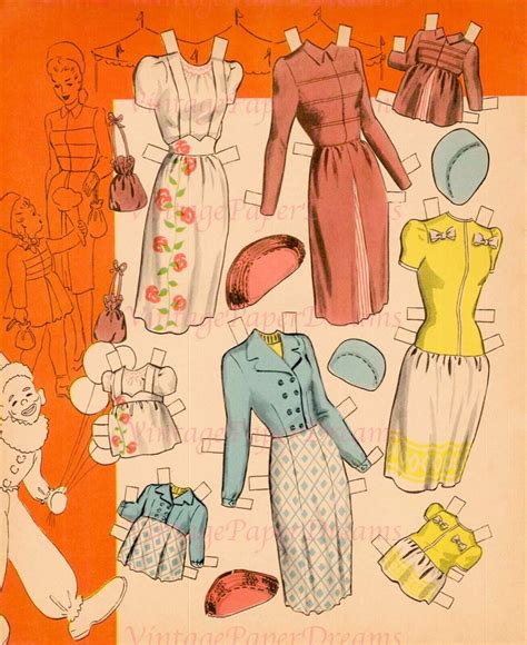 Vintage Paper Doll Printable Pdf Mother Daughter Paper Dolls Etsy