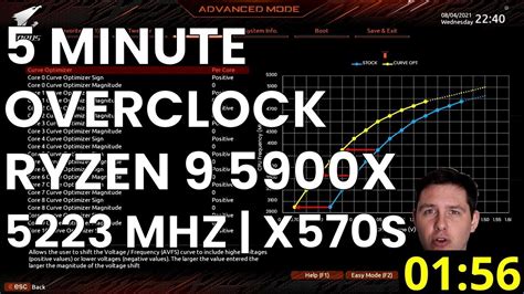 5 Minute Overclock Ryzen 9 5900x To 5223 Mhz Youtube