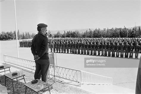 King Hussein Of Jordan Stands In Uniform In Front Of His Military