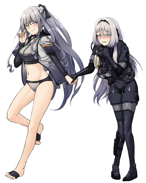 Safebooru 2girls Ak 12 Girls Frontline Alternate Costume Alternate Hair Color An 94 Girls