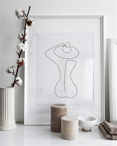 Abstract One Line Feminine Figure Printable Minimalist Nude Etsy