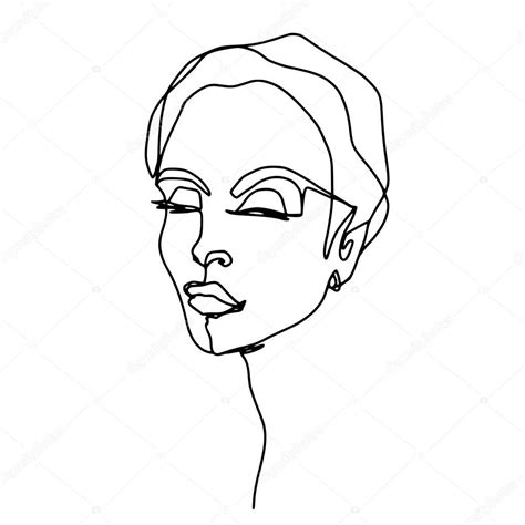 Cara Abstracta De Un Dibujo De Línea Retrato De Mujer De Belleza