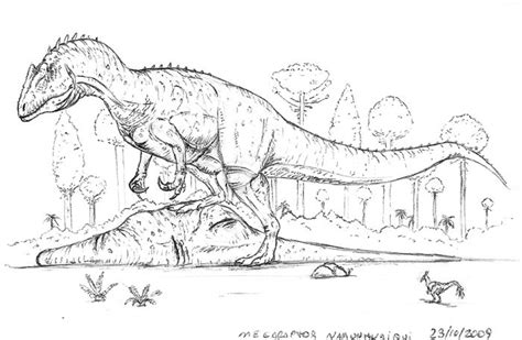 A Drawing Of Two Dinosaurs Fighting Over Each Other In The Grass With
