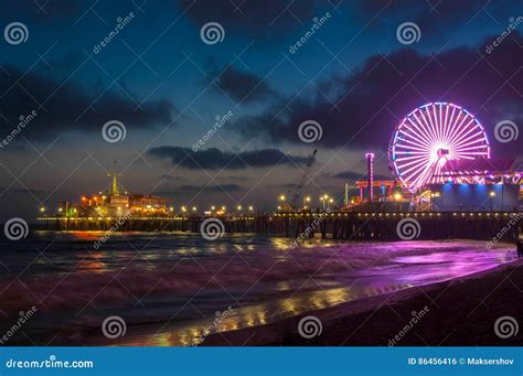 Amusement Park On The Pier In Santa Monica At Night Los Angeles