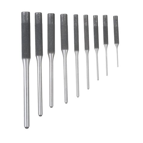 9 Pieces Roll Pin Punch Set Steel Punches Hand Pin Removing Tool With