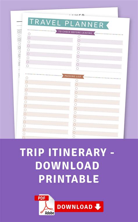 Travel Planner Printable Vacation Planner Kit Travel Log Etsy