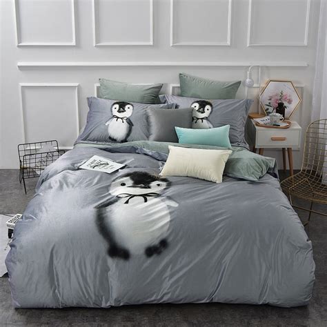 I got it in the grey and it looks exactly as pictured. Cute Penguins bedding sets gray bed set double Twin queen ...