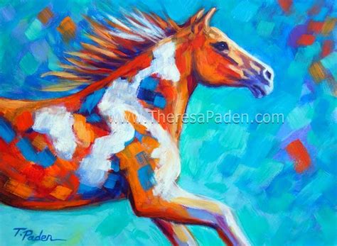 Abstract Horses Colorful Painting Of A Running Paint Horse By Theresa