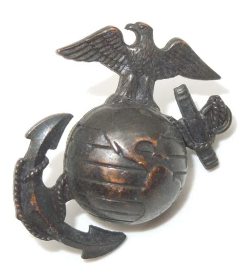 Vintage Wwii Usmc Marine Corps Eagle Globe Anchor On Left Lapel Hat Pin