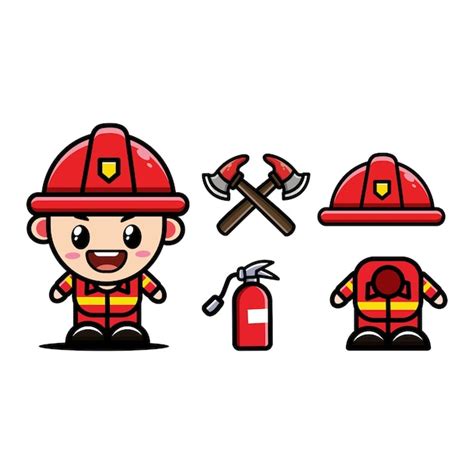 Premium Vector Firefighter Cute Character Design