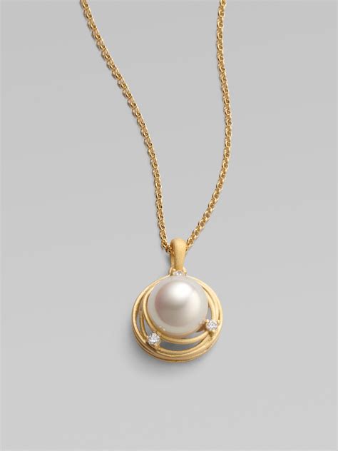 Majorica Mm Pearl Pendant Necklace In Metallic Lyst