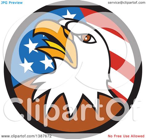 Clipart Of A Cartoon Bald Eagle Head In An American Flag Circle