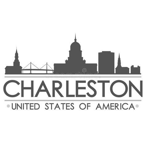 Charleston City Skyline Silhouette Cidade Design Vetor Monumentos