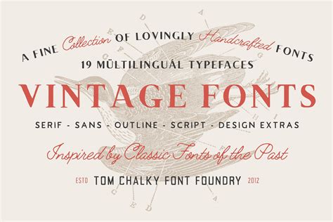 19 Vintage Fonts Bundle And Extras Display Fonts ~ Creative Market