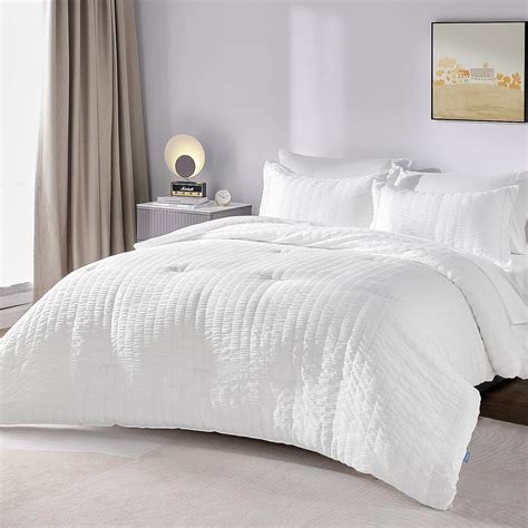 Buy Cozylux Fullqueen Bed In A Bag White Seersucker Comforter Set With