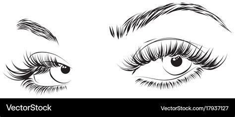 female eyes drawing long eyelashes royalty free vector image