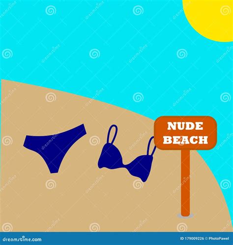 Nude Beach With Bikini Stock Vector Illustration Of Vector