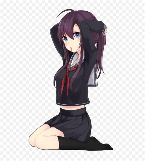 Anime Girl Sitting Png Free Images Purple Hair Blue Eyes Girl Anime