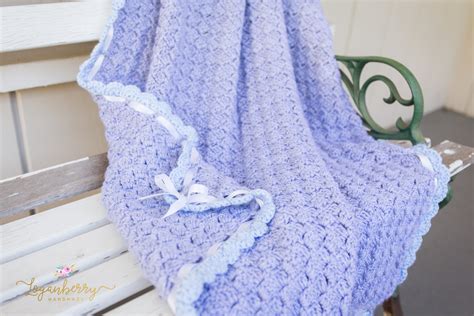 Baby Blue Scallops Crochet Blanket Free Crochet Pattern Loganberry