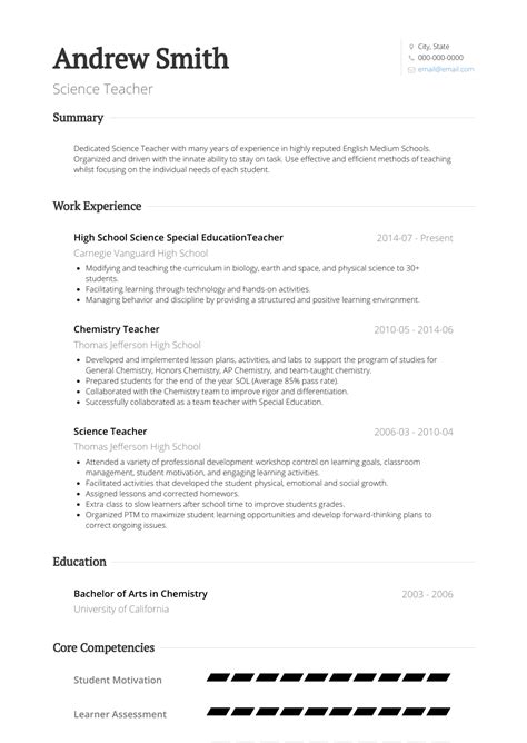 How to write a teacher resume. Science Teacher - Resume Samples and Templates | VisualCV