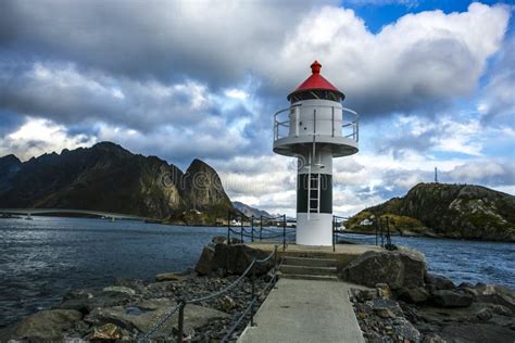 Reine Lighthouse Lofoten Nordland Norway Stock Image Image Of