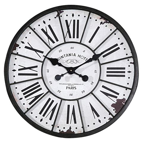 24 Antiqued Paris Hotel Wall Clock Metalluhr Uhrideen Große Wanduhren
